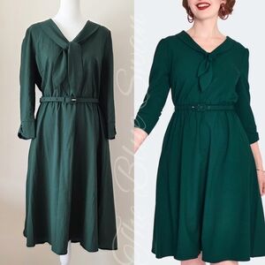 NWT Voodoo Vixen Pine Green Bow Collar Dress XL